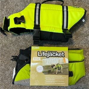 Set of 2 Outward Hound Paws Aboard Neon Green small Pet Life Jacket